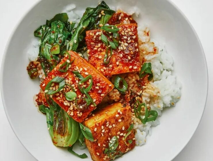 Tofu with Rice and Miso-Maple Dressing